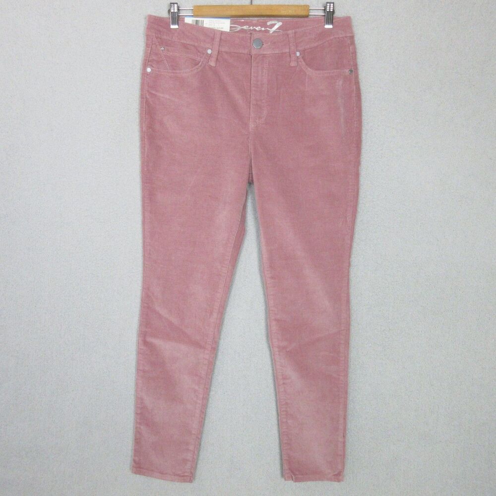 Seven7 Corduroy Pants Womens 10 Ultra Skinny High Rise Plush Touch Woodrose